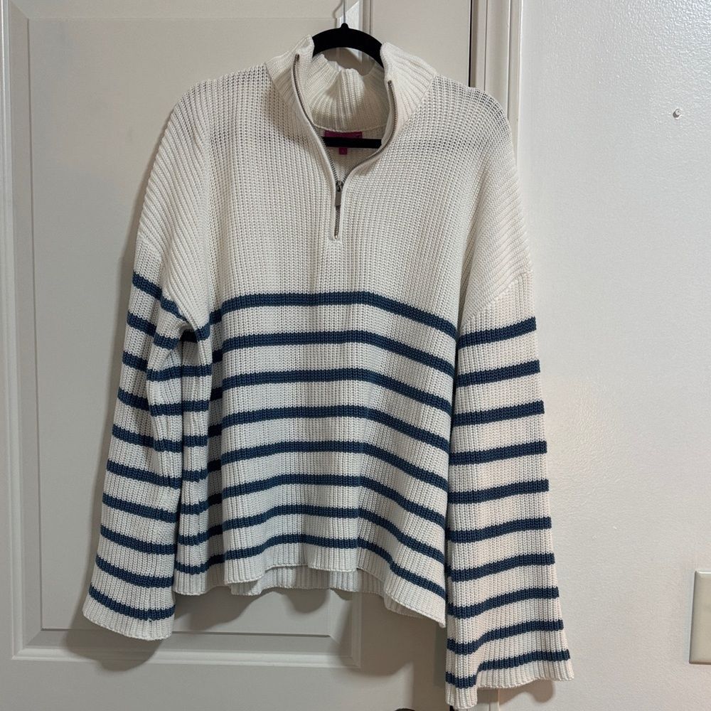 Edikted White Knit Zip-Up Sweater